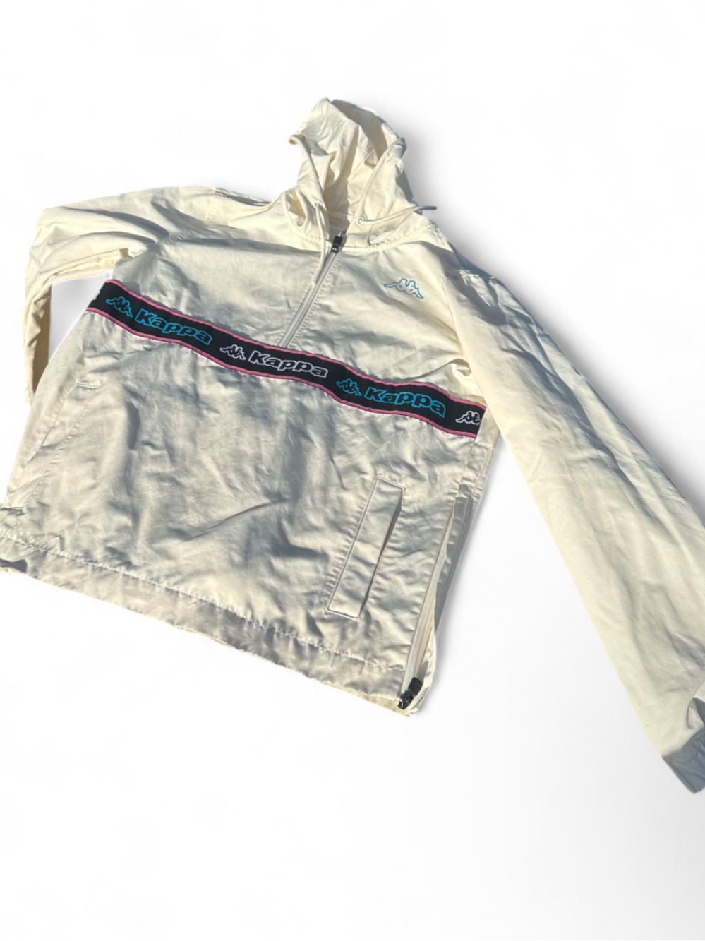 Kappa Cream Half-Zip Windbreaker with Logo Tape